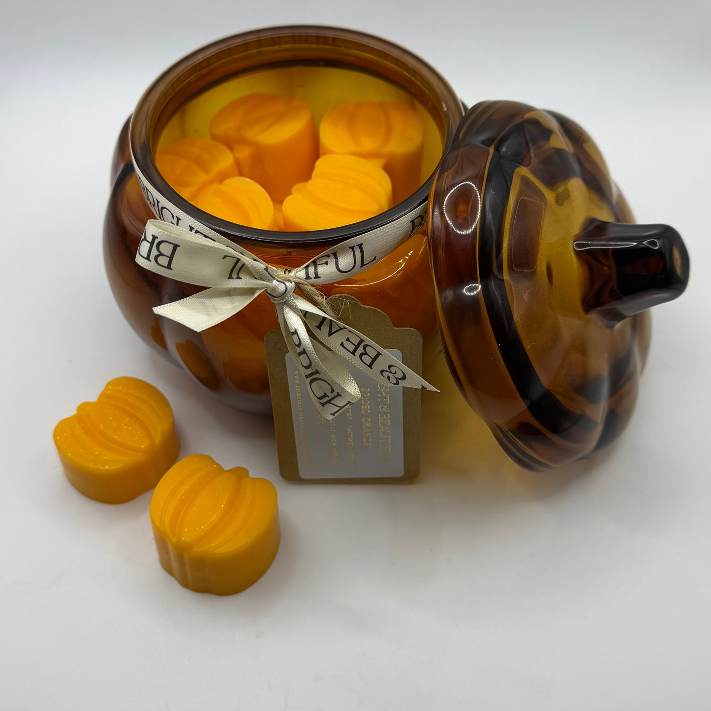 Large Amber Glass Pumpkin