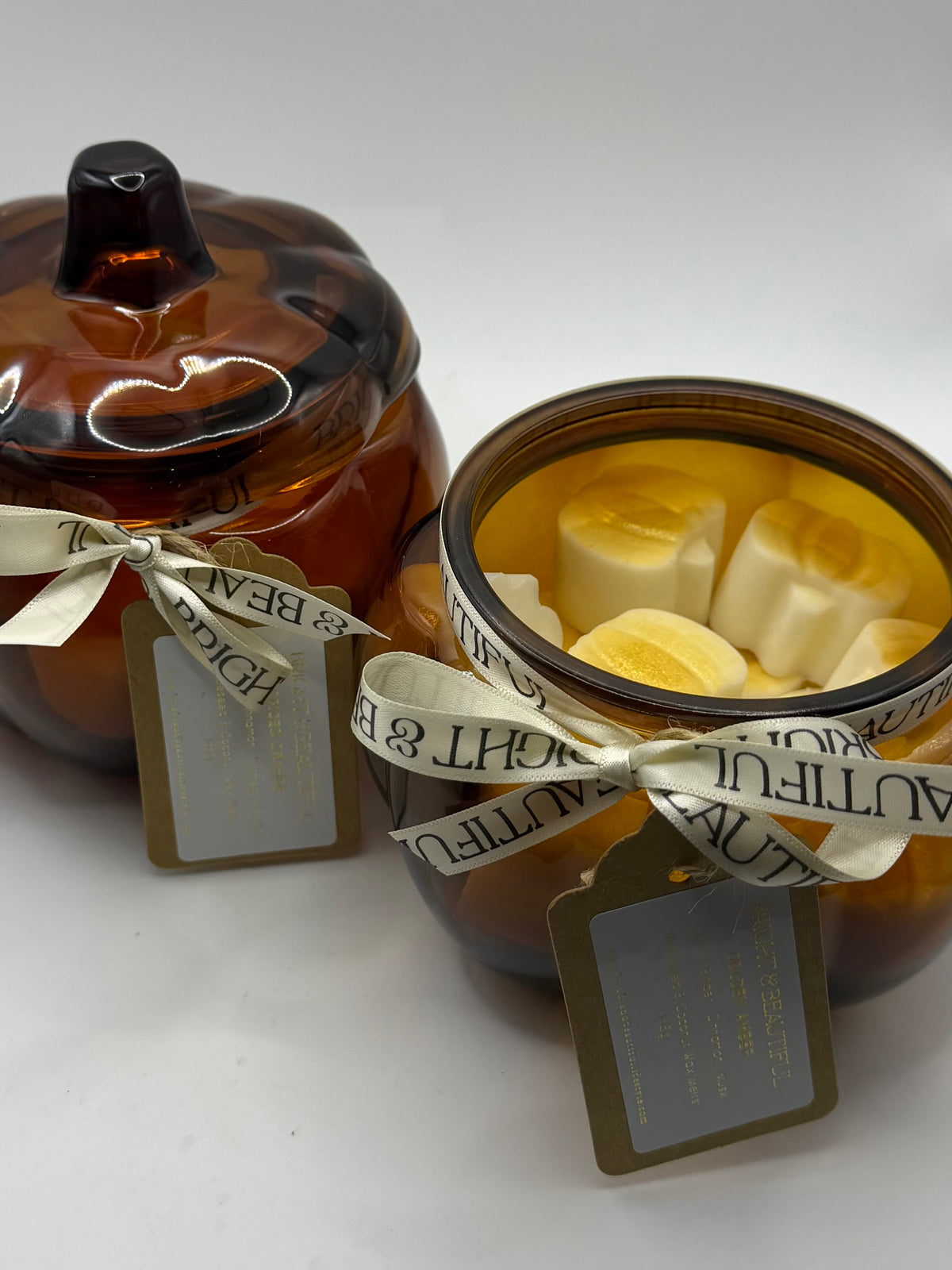Large Amber Glass Pumpkin
