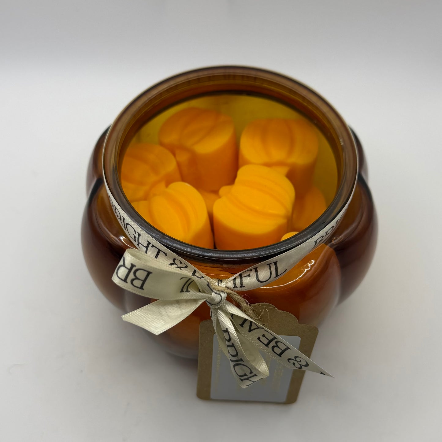 Large Amber Glass Pumpkin