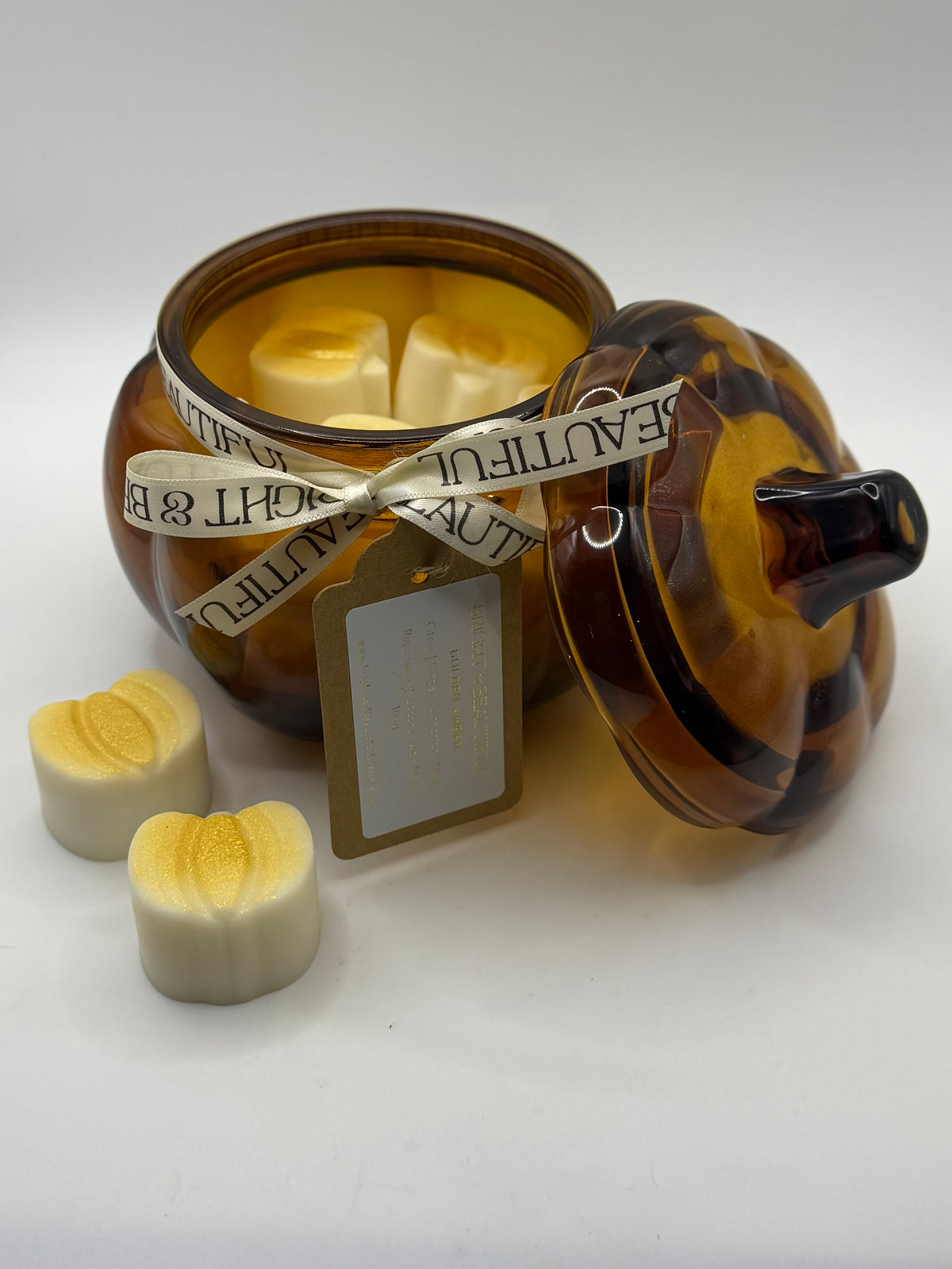 Large Amber Glass Pumpkin