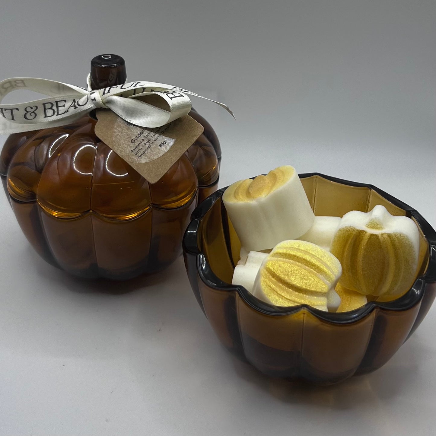 Small Amber Glass Pumpkin