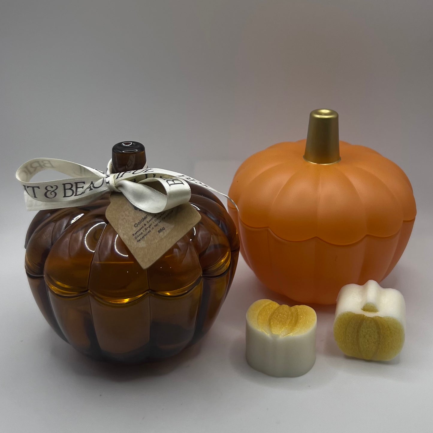 Small Amber Glass Pumpkin