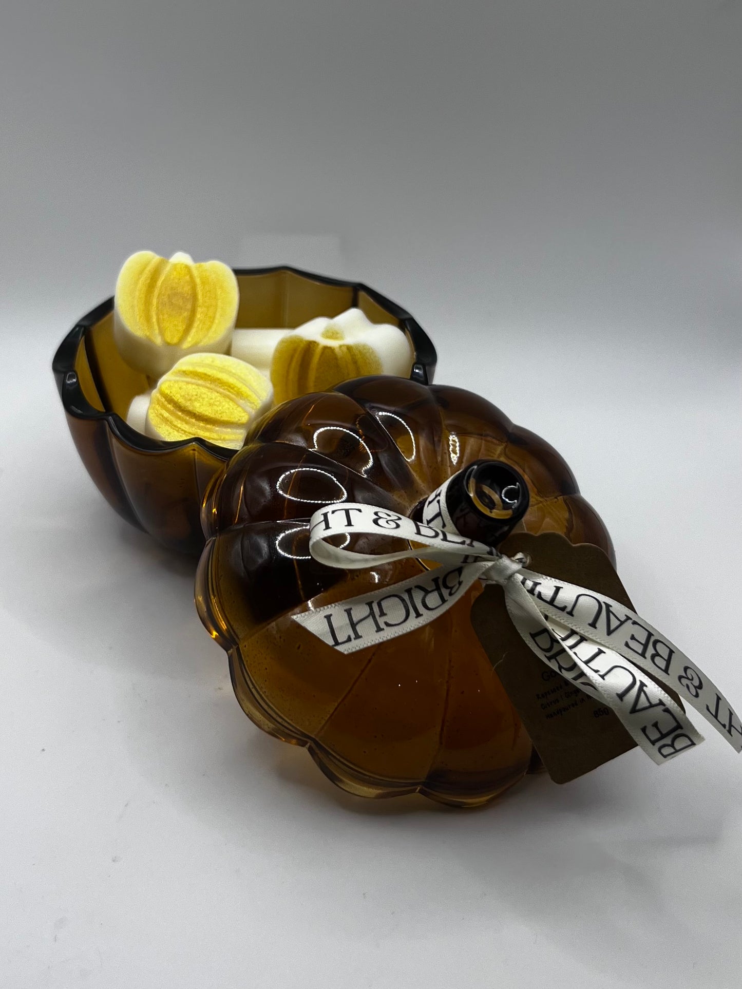 Small Amber Glass Pumpkin