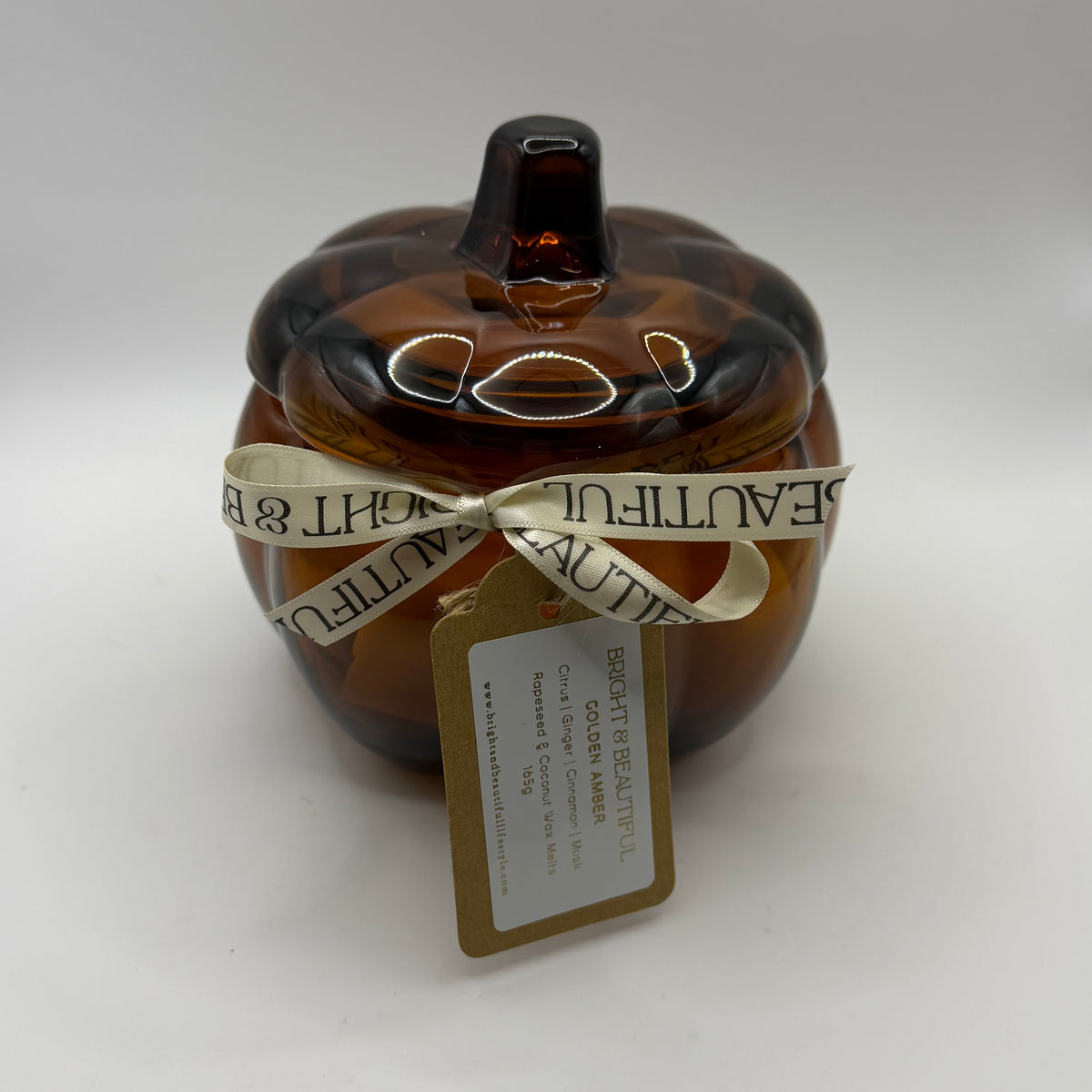 Large Amber Glass Pumpkin