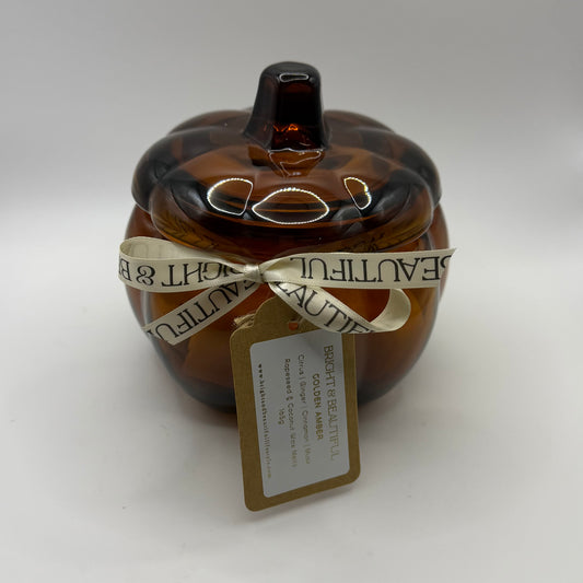 Large Amber Glass Pumpkin