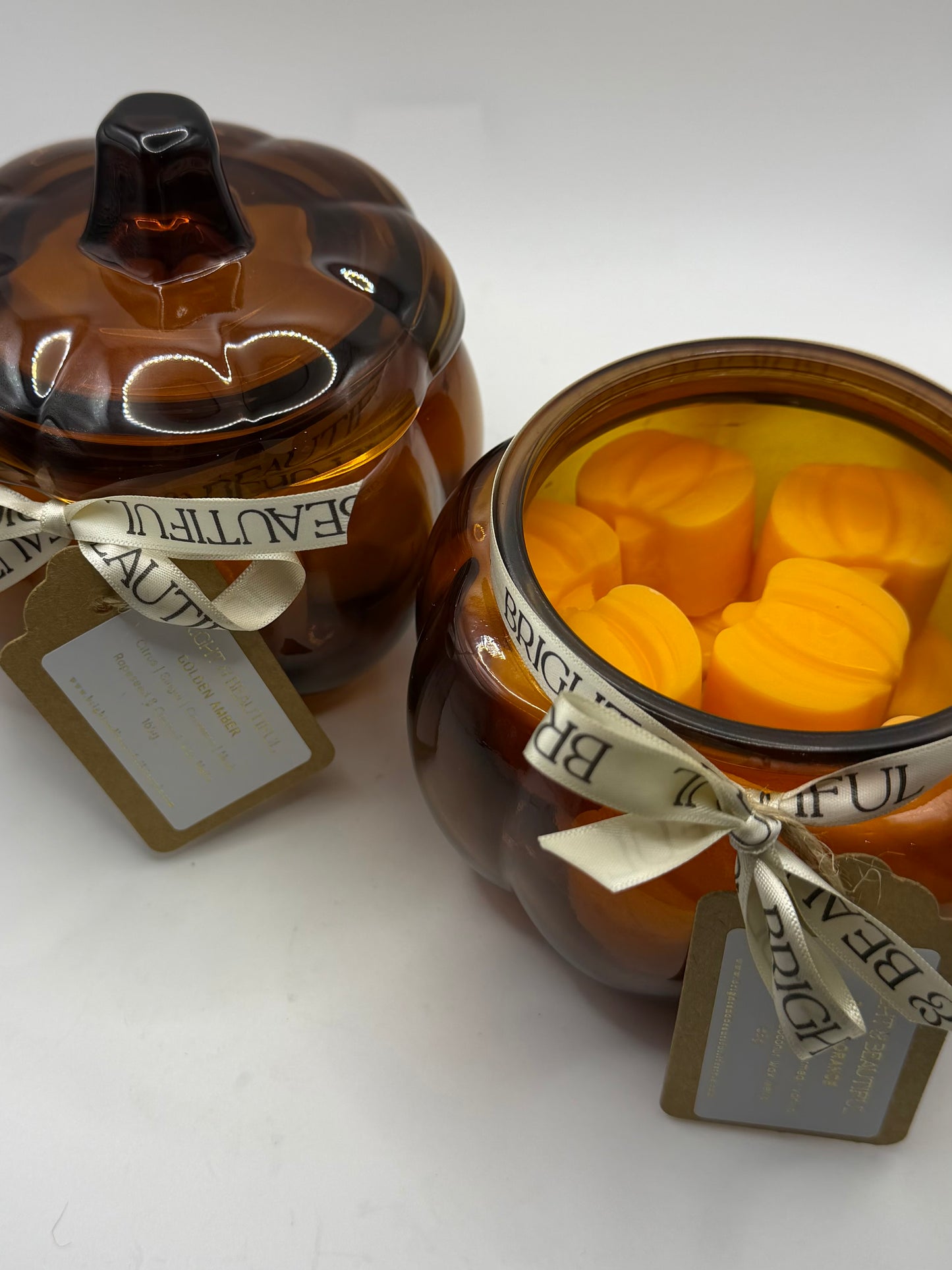 Large Amber Glass Pumpkin