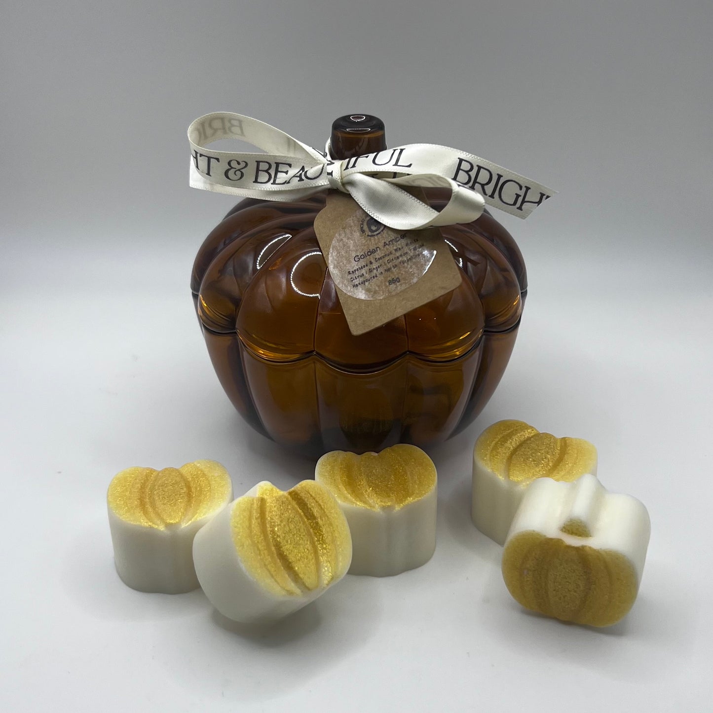 Small Amber Glass Pumpkin