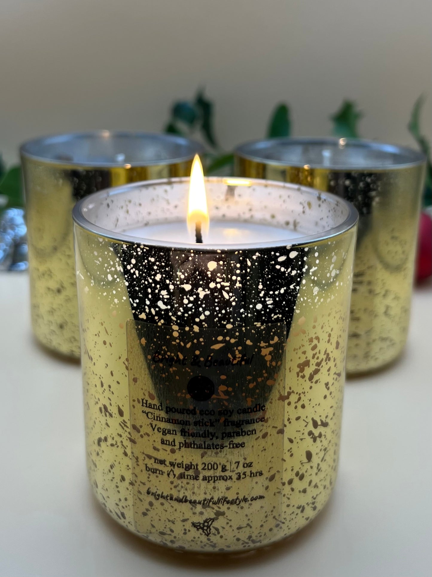 Gold Mercury Christmas Candle