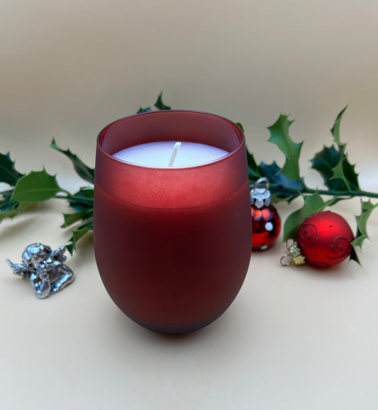 Large Burgundy Christmas Candle