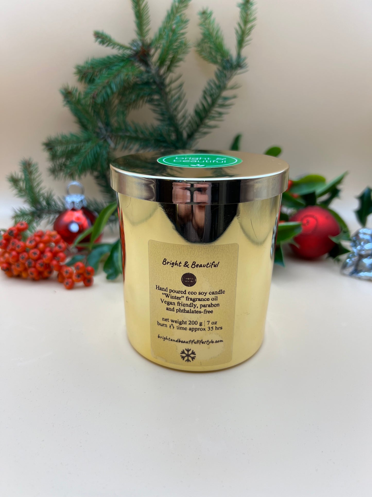 Gold Christmas Candle with Lid