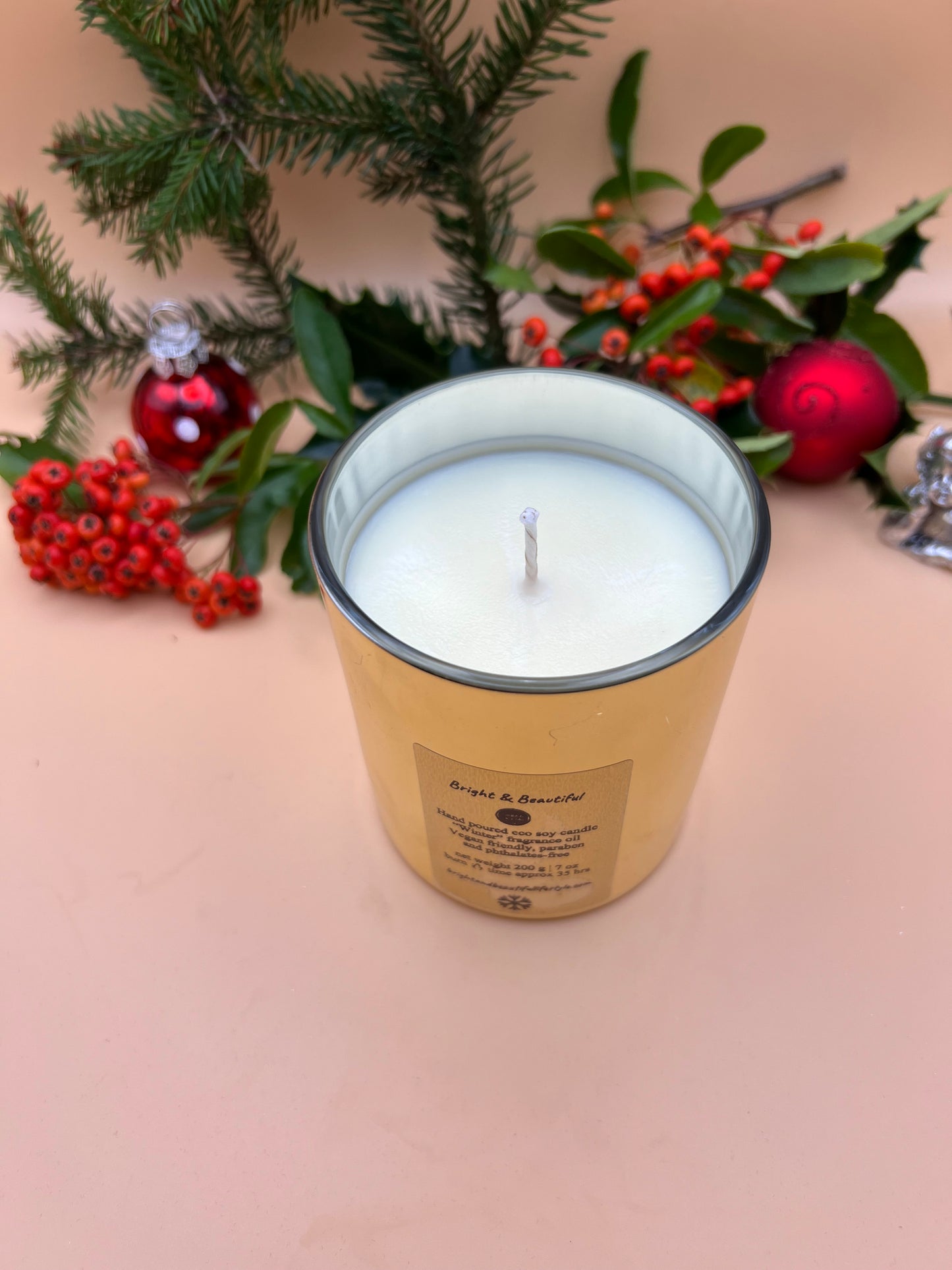 Gold Christmas Candle with Lid